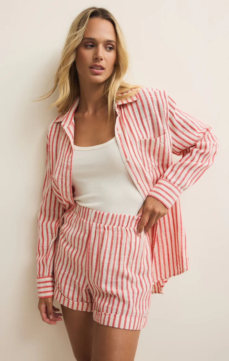 Saturdays Stripe Shirt - Crimson Crush