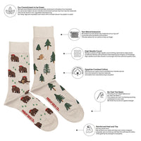 Bear In Hat & Trees Mismatched Socks M