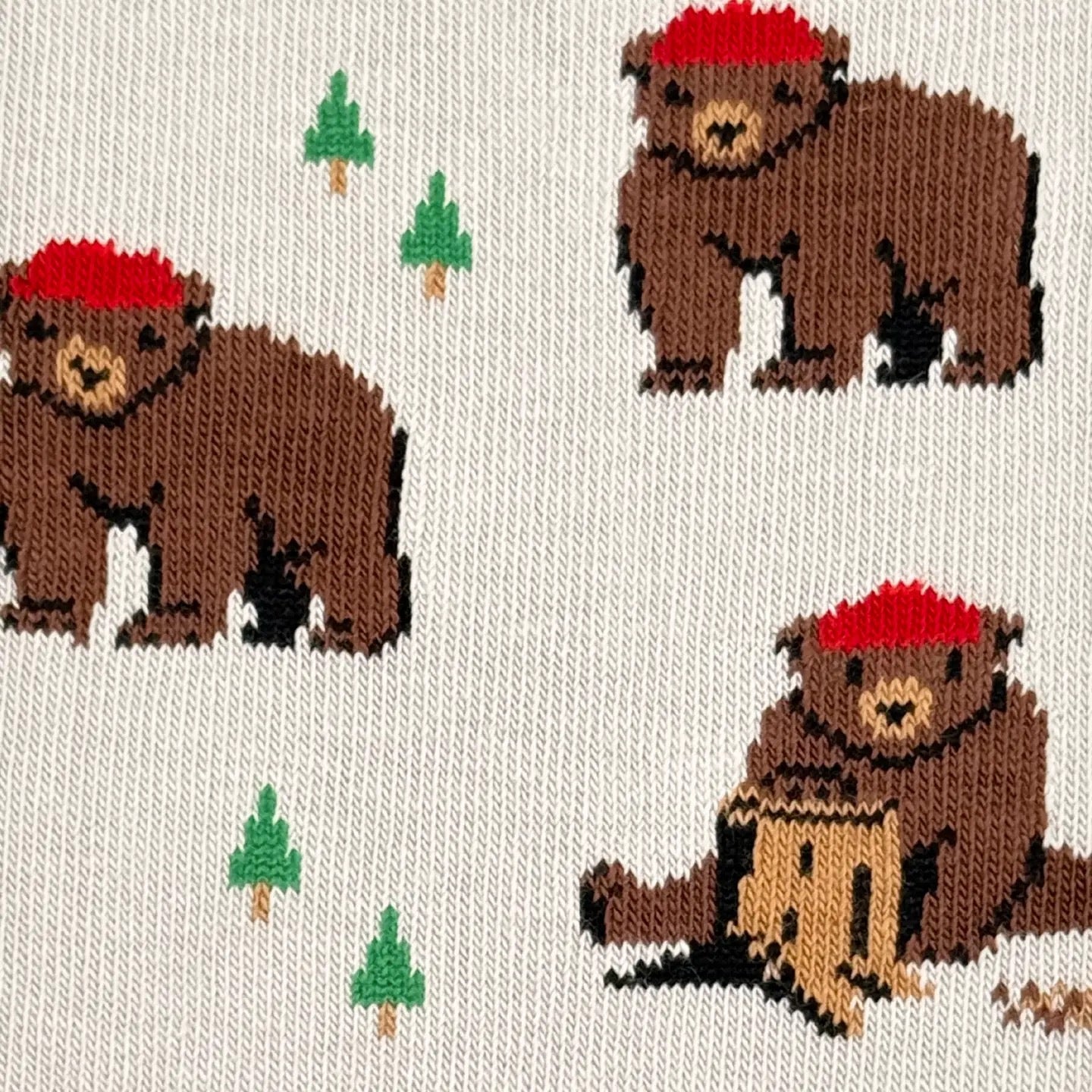 Bear In Hat & Trees Mismatched Socks M