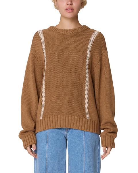Mend Stitch Crewneck Sweater - Caramel