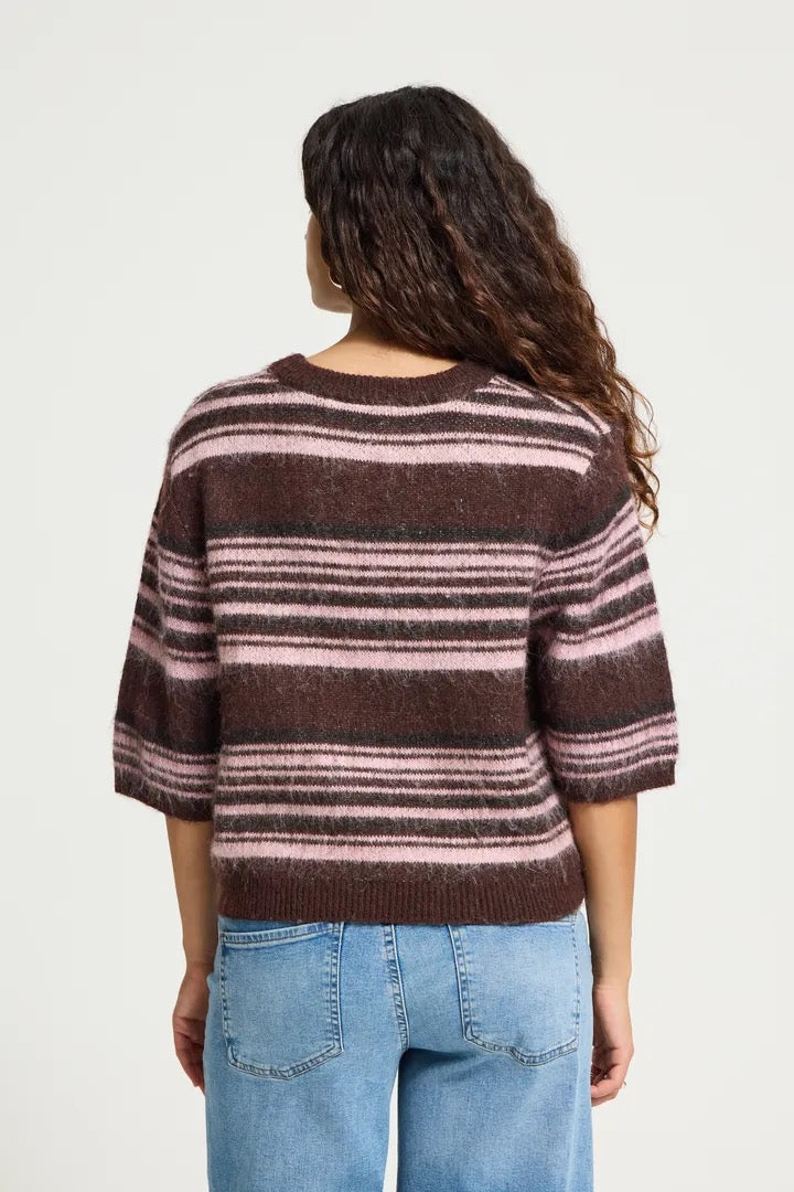 Allo Short Sleeve Pullover - Fudge Stripe