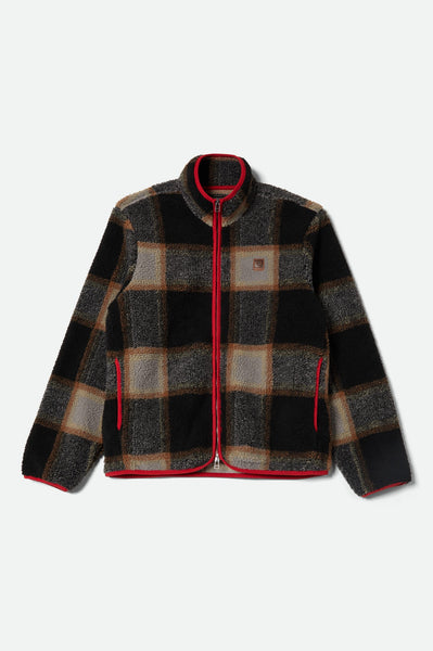 Buffalo Plaid Sherpa Full Zip - Black/Cream