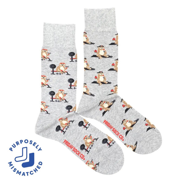 Sloth Working Out Mismatched Socks M