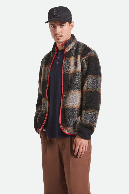 Buffalo Plaid Sherpa Full Zip - Black/Cream