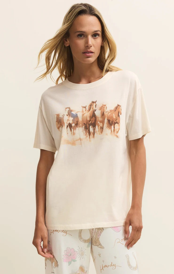 Howdy Horses Boyfriend Tee - Vanilla Ice