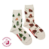 Bear In Hat & Trees Mismatched Socks