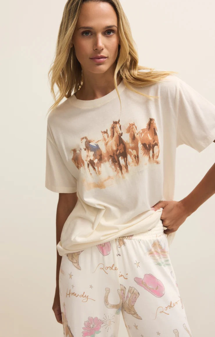Howdy Horses Boyfriend Tee - Vanilla Ice