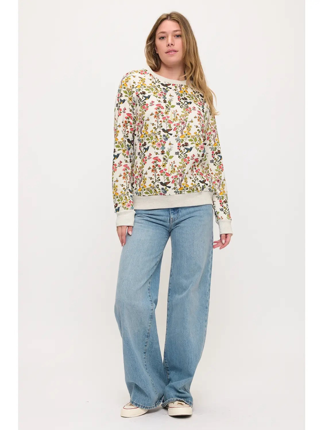 Floral Hummingbird Sweatshirt