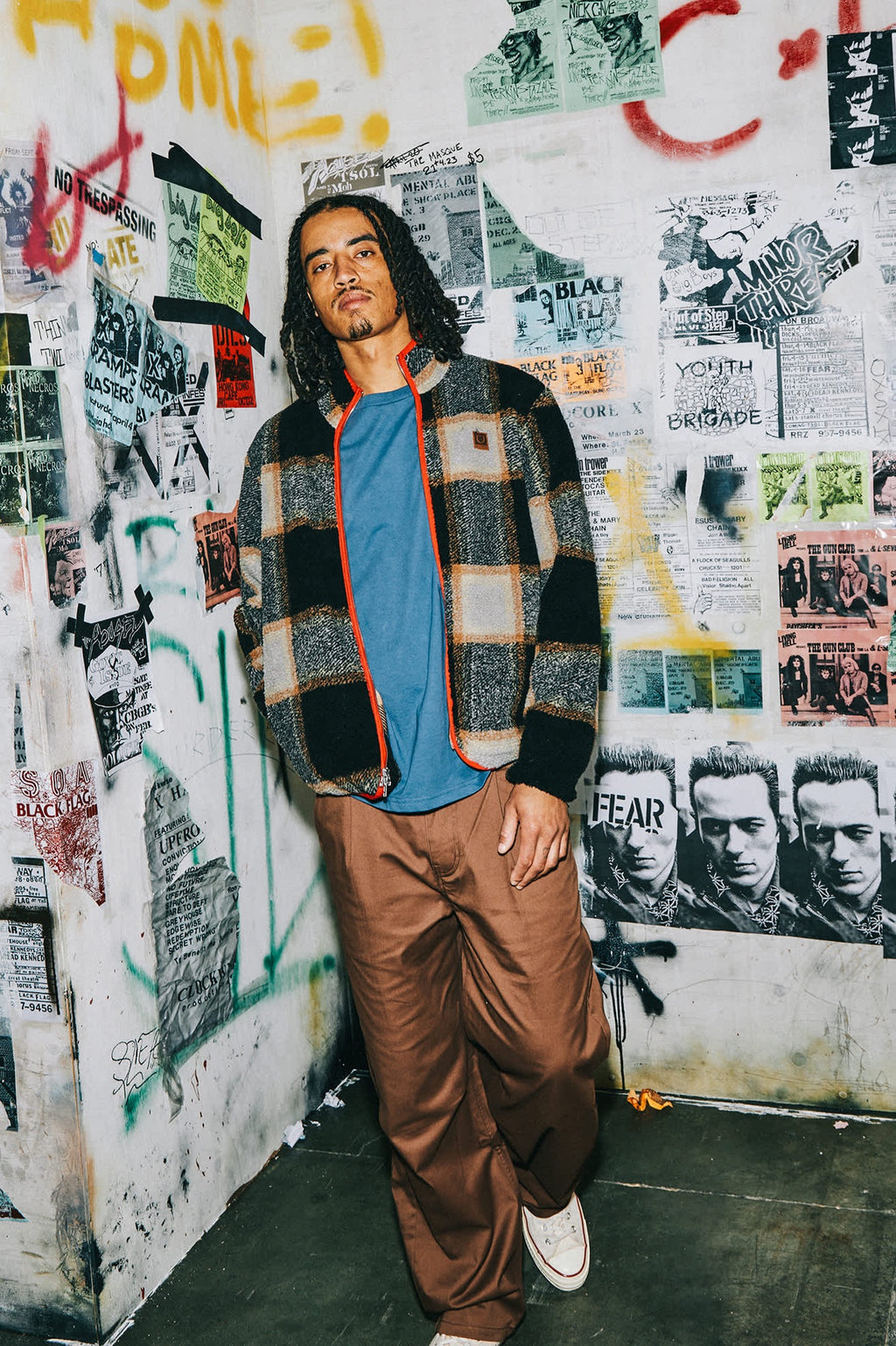 Buffalo Plaid Sherpa Full Zip - Black/Cream