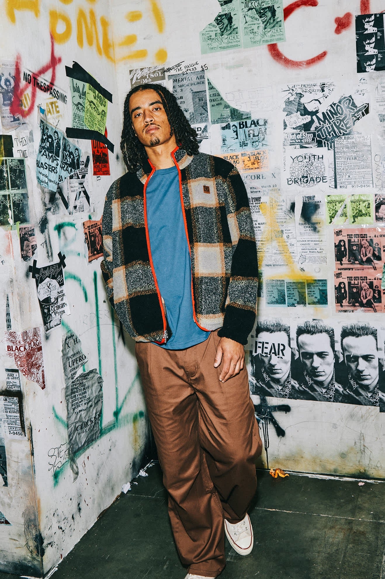 Buffalo Plaid Sherpa Full Zip - Black/Cream
