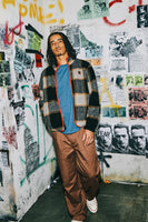 Buffalo Plaid Sherpa Full Zip - Black/Cream