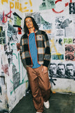 Buffalo Plaid Sherpa Full Zip - Black/Cream