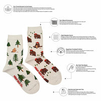 Bear In Hat & Trees Mismatched Socks