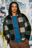 Buffalo Plaid Sherpa Full Zip - Black/Cream