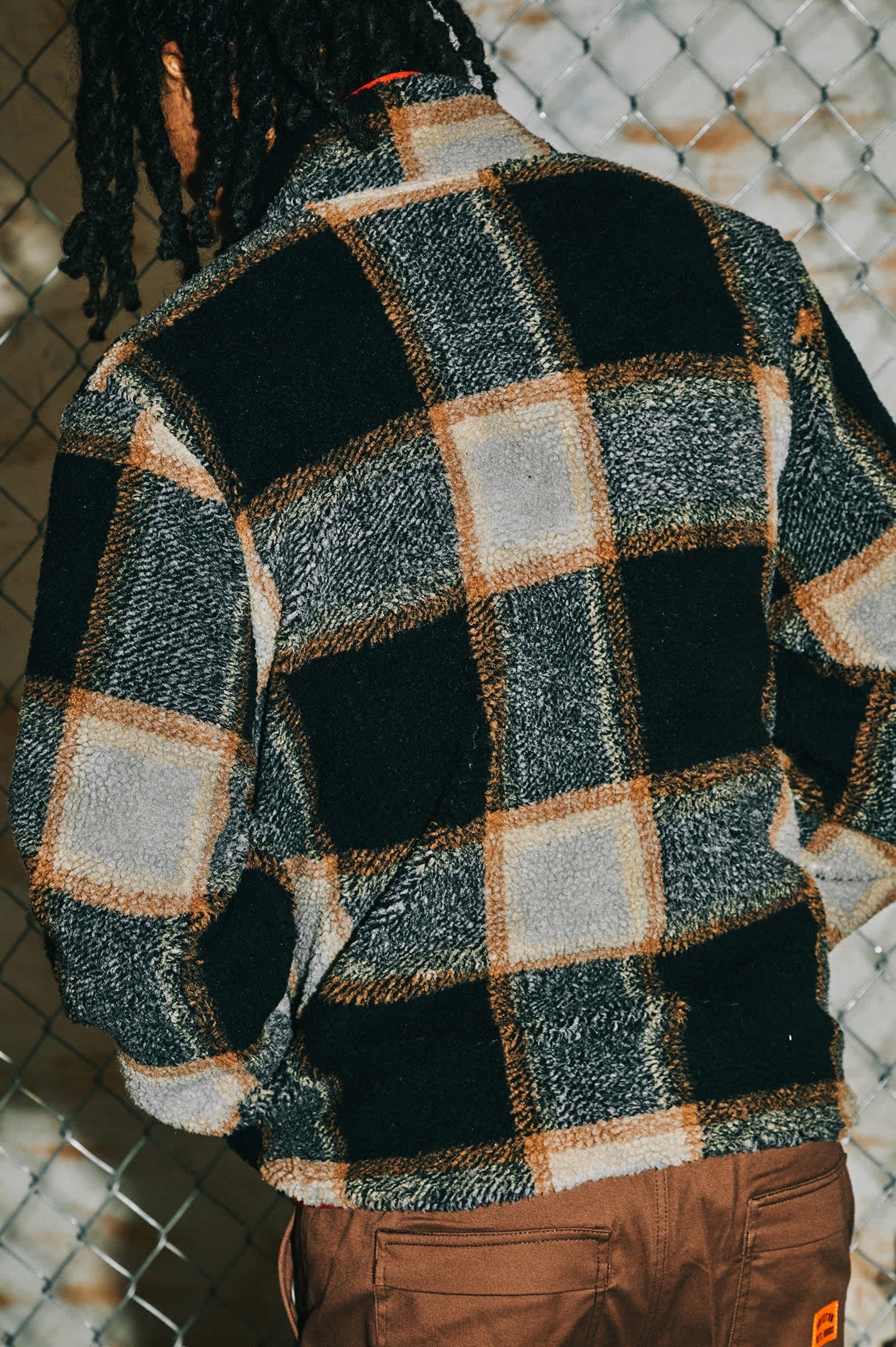 Buffalo Plaid Sherpa Full Zip - Black/Cream