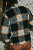 Buffalo Plaid Sherpa Full Zip - Black/Cream