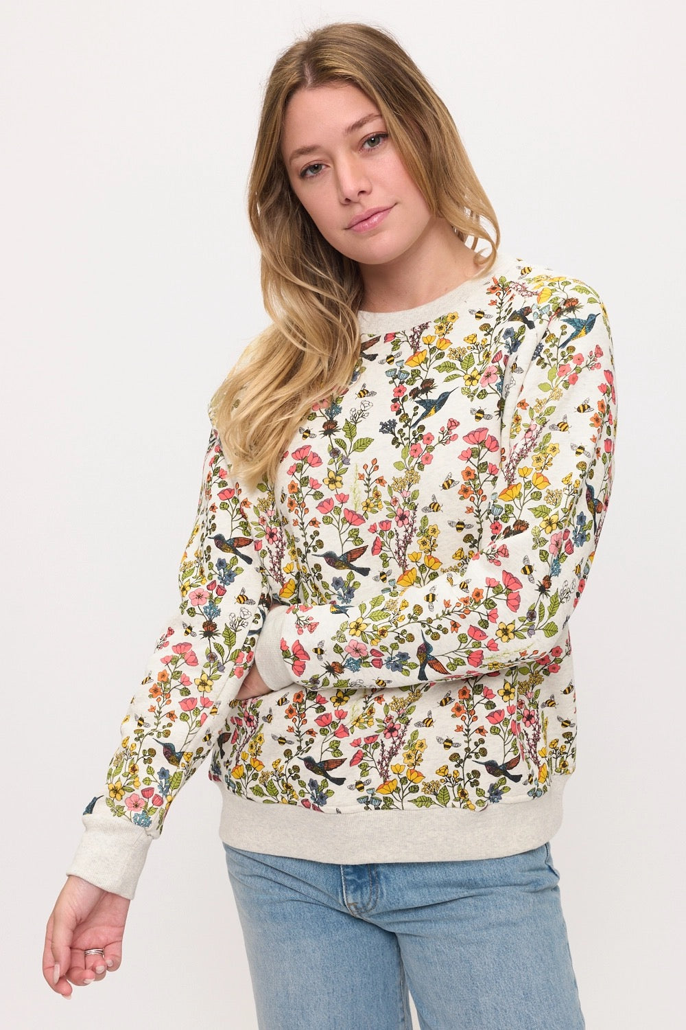 Floral Hummingbird Sweatshirt