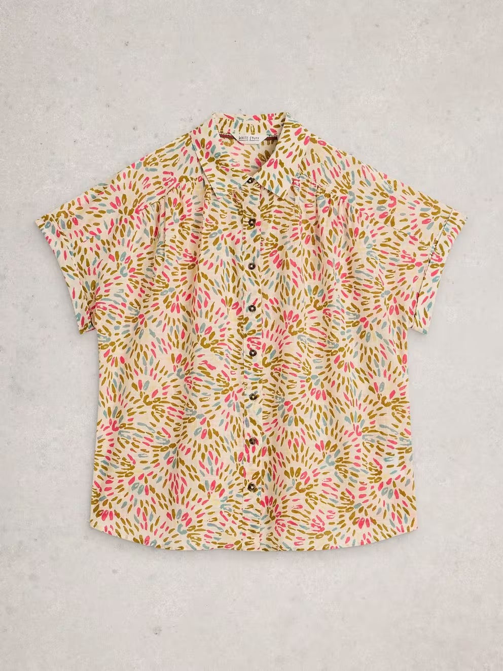 Orla Button Through Shirt - Ivory Print