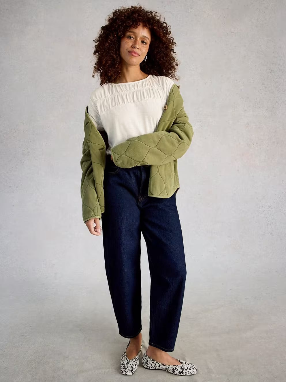 Rachel Ruched Tee - Natural White