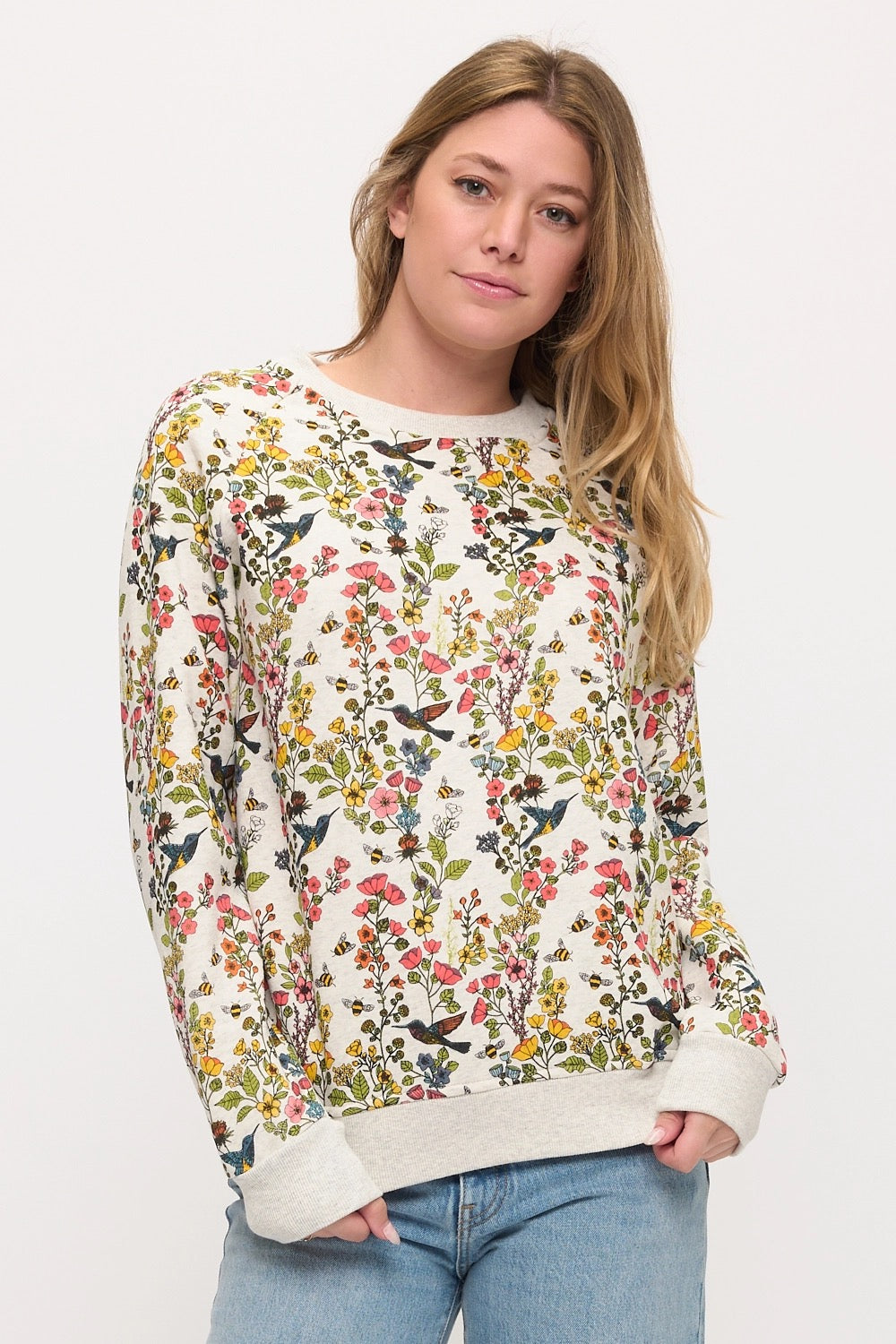 Floral Hummingbird Sweatshirt