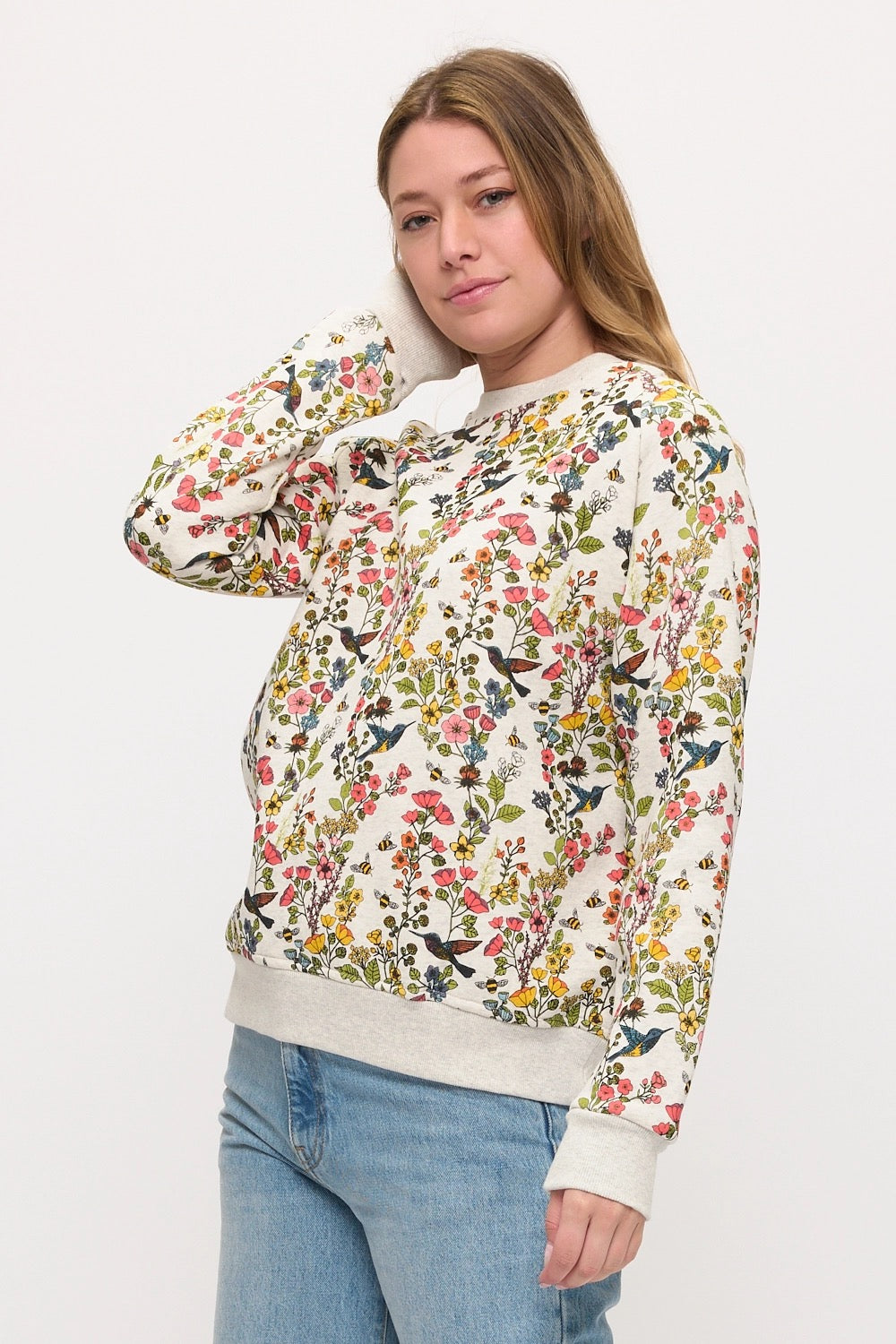 Floral Hummingbird Sweatshirt