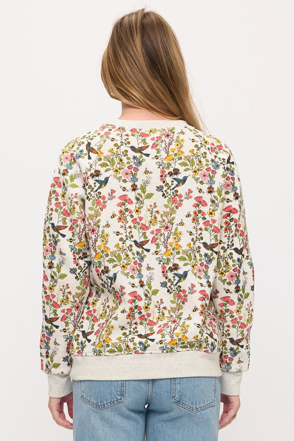 Floral Hummingbird Sweatshirt