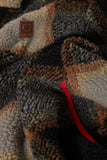 Buffalo Plaid Sherpa Full Zip - Black/Cream