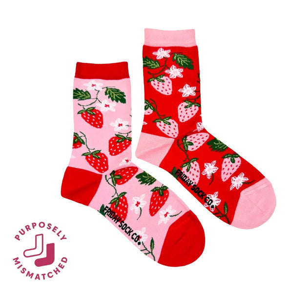 Strawberry Mismatched Socks