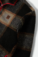 Buffalo Plaid Sherpa Full Zip - Black/Cream