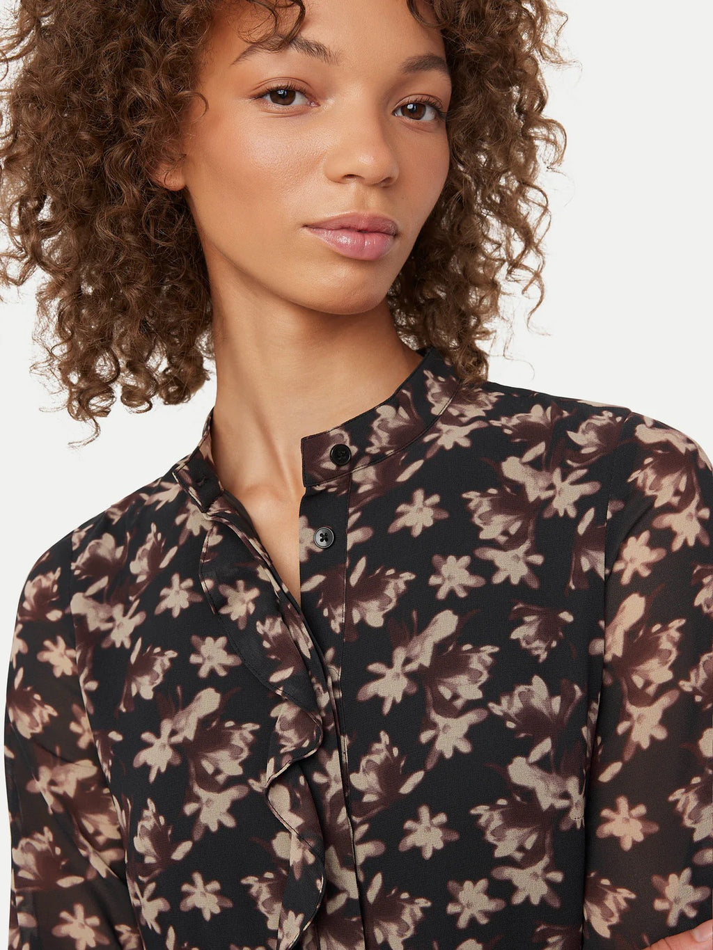 The Printed Chiffon Dress - Black