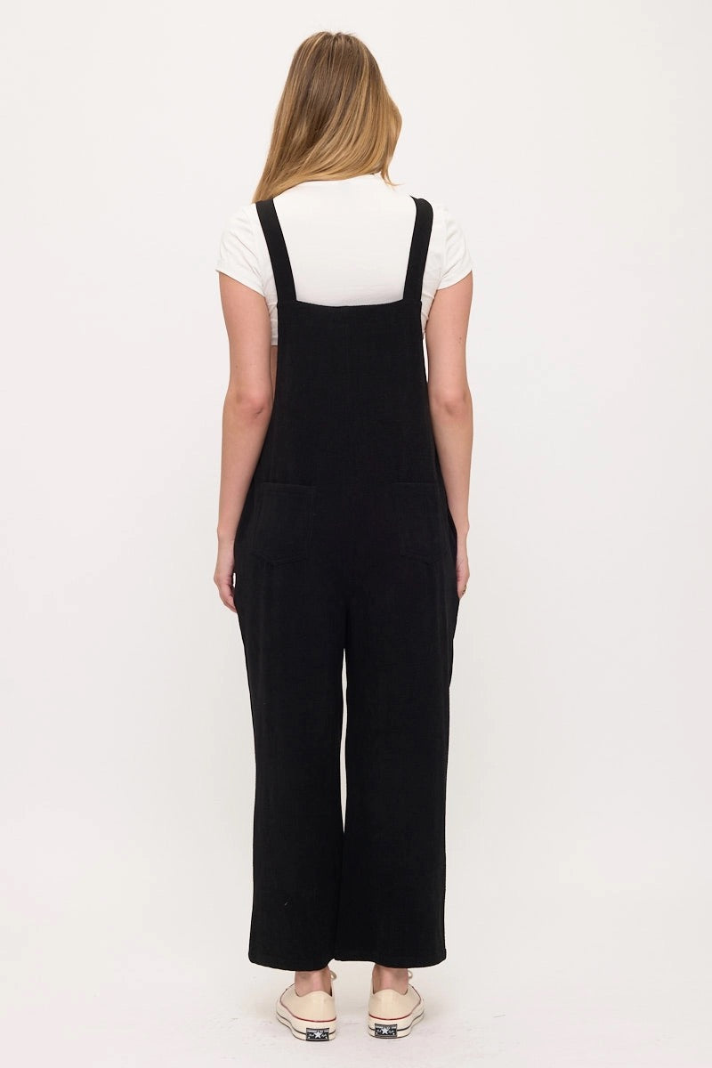 Black Midnight Cord Overalls