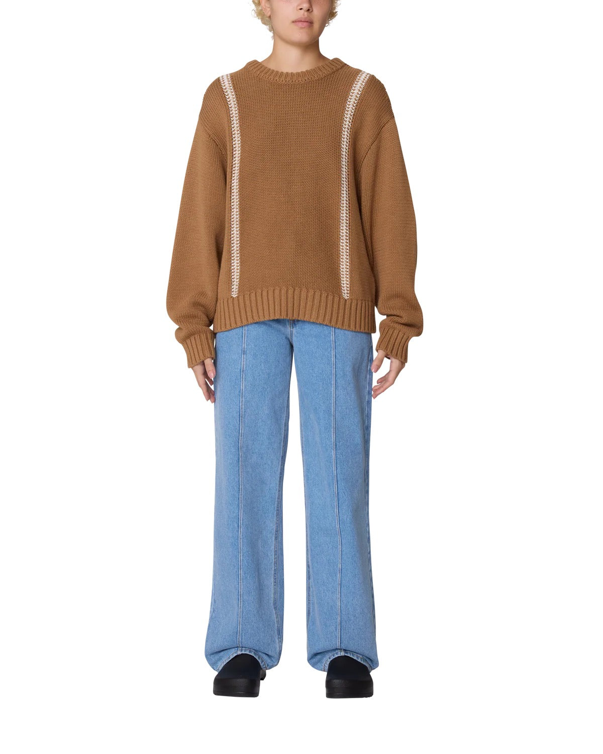 Mend Stitch Crewneck Sweater - Caramel