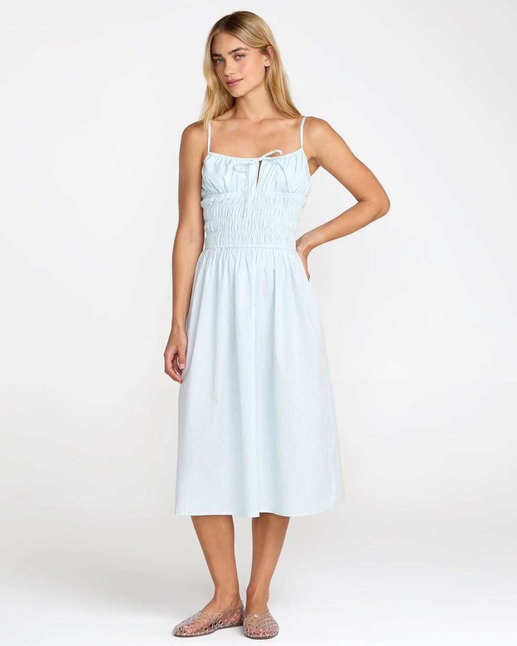 Raya Midi Dress - Crystal Blue Stripe
