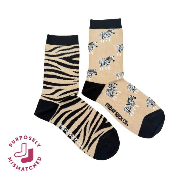 Zebra Print Mismatched Socks