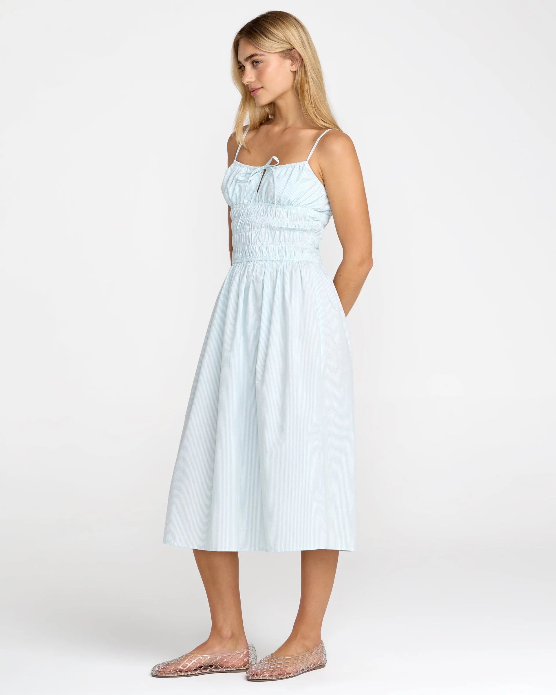 Raya Midi Dress - Crystal Blue Stripe