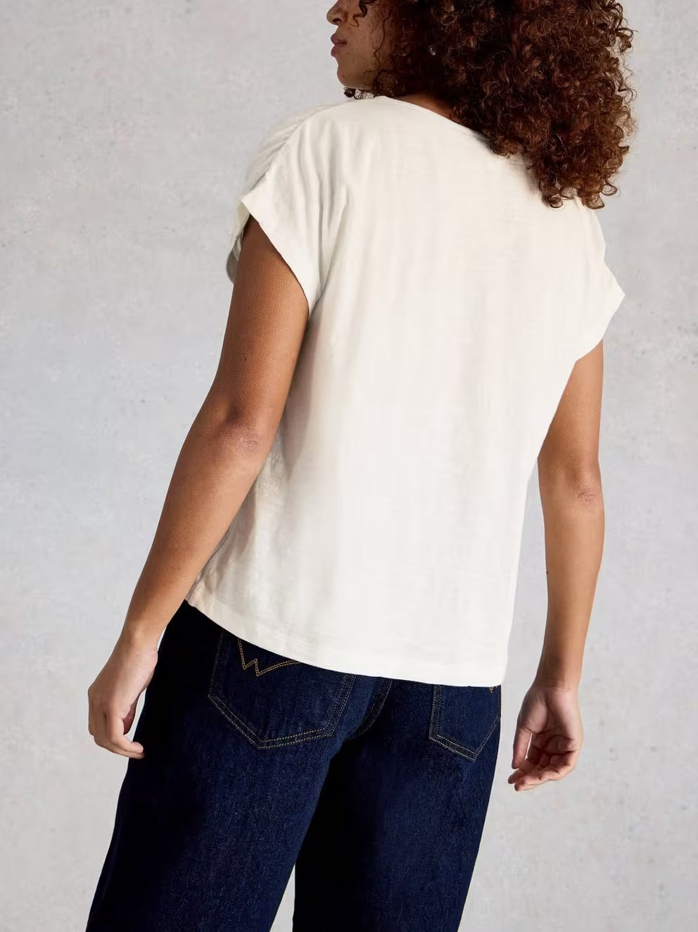 Rachel Ruched Tee - Natural White
