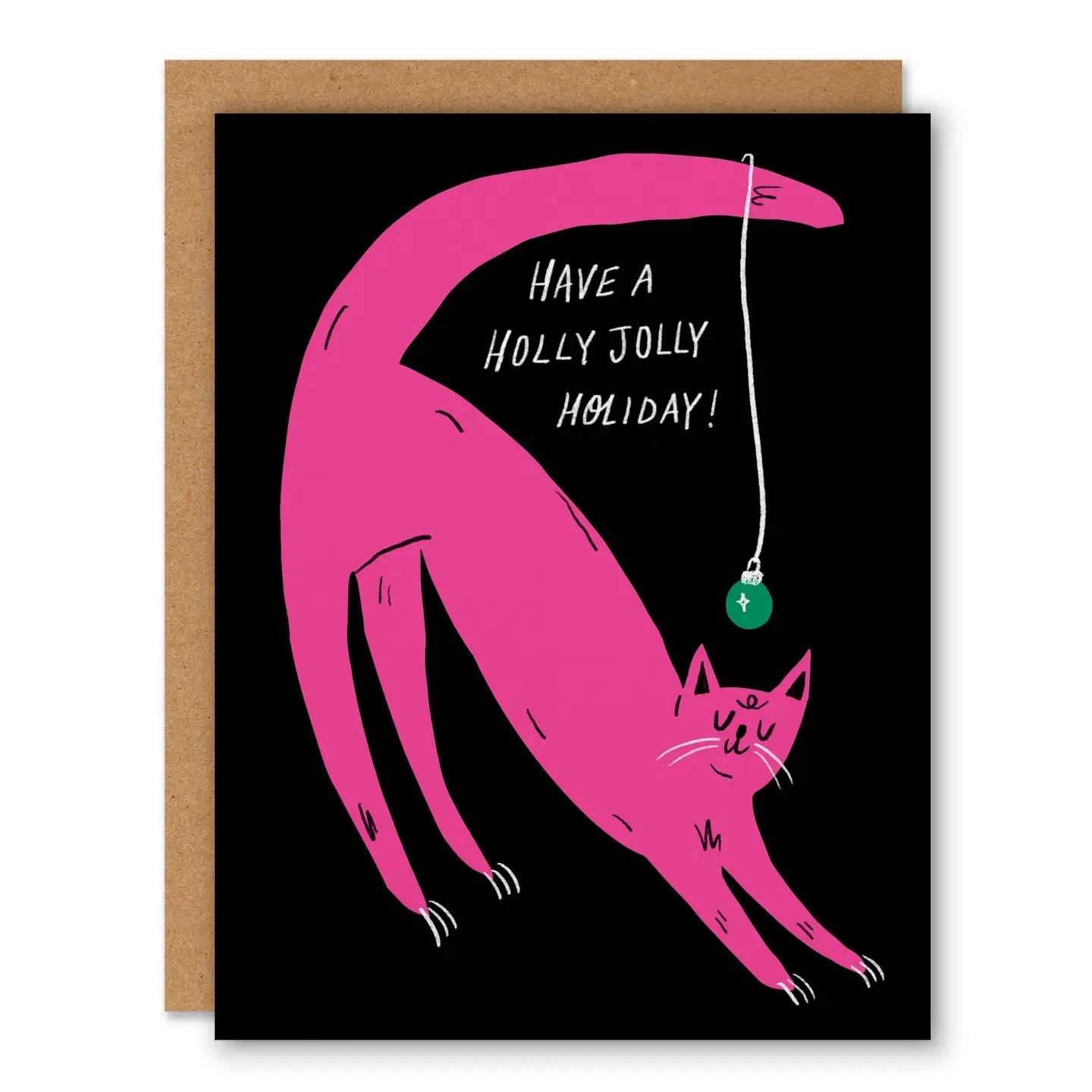 Holly Jolly Kitty Greeting Card