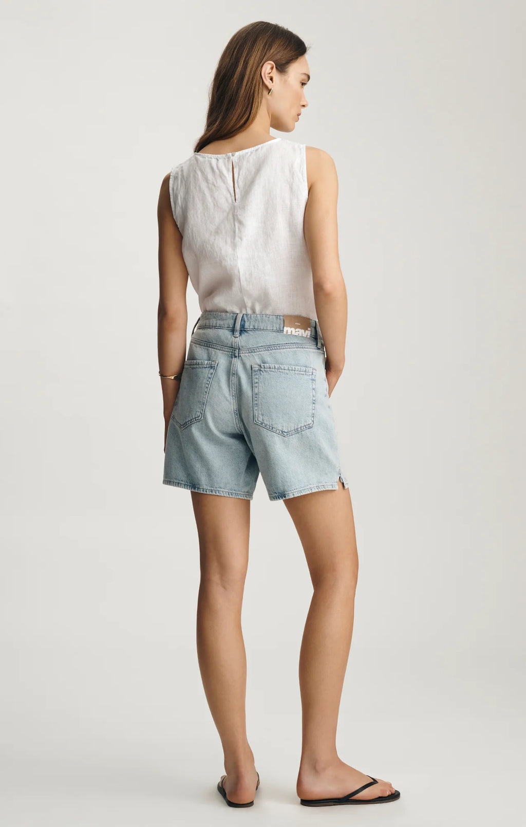 Nella Short - Bleached Linen Denim