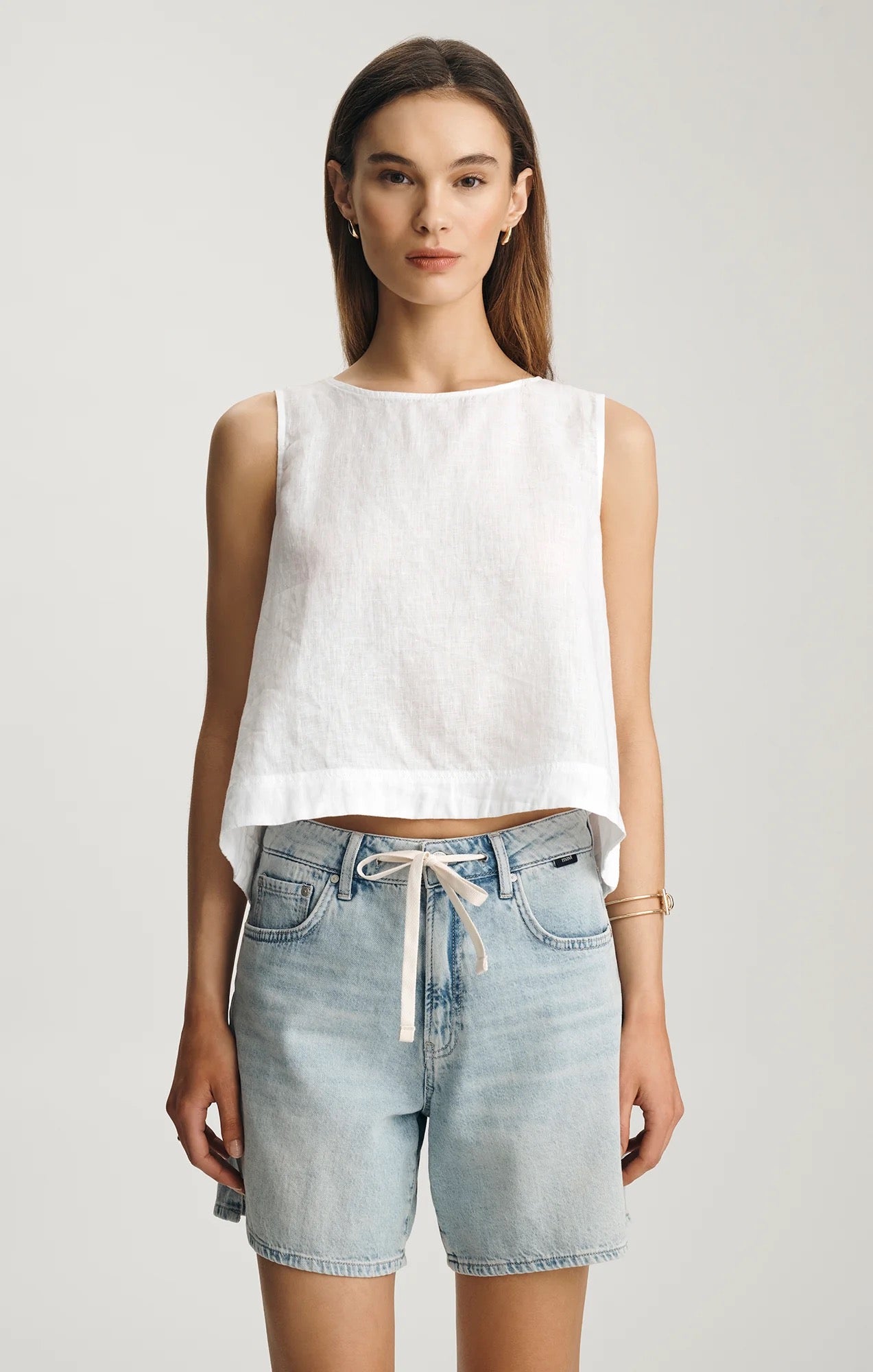 Nella Short - Bleached Linen Denim