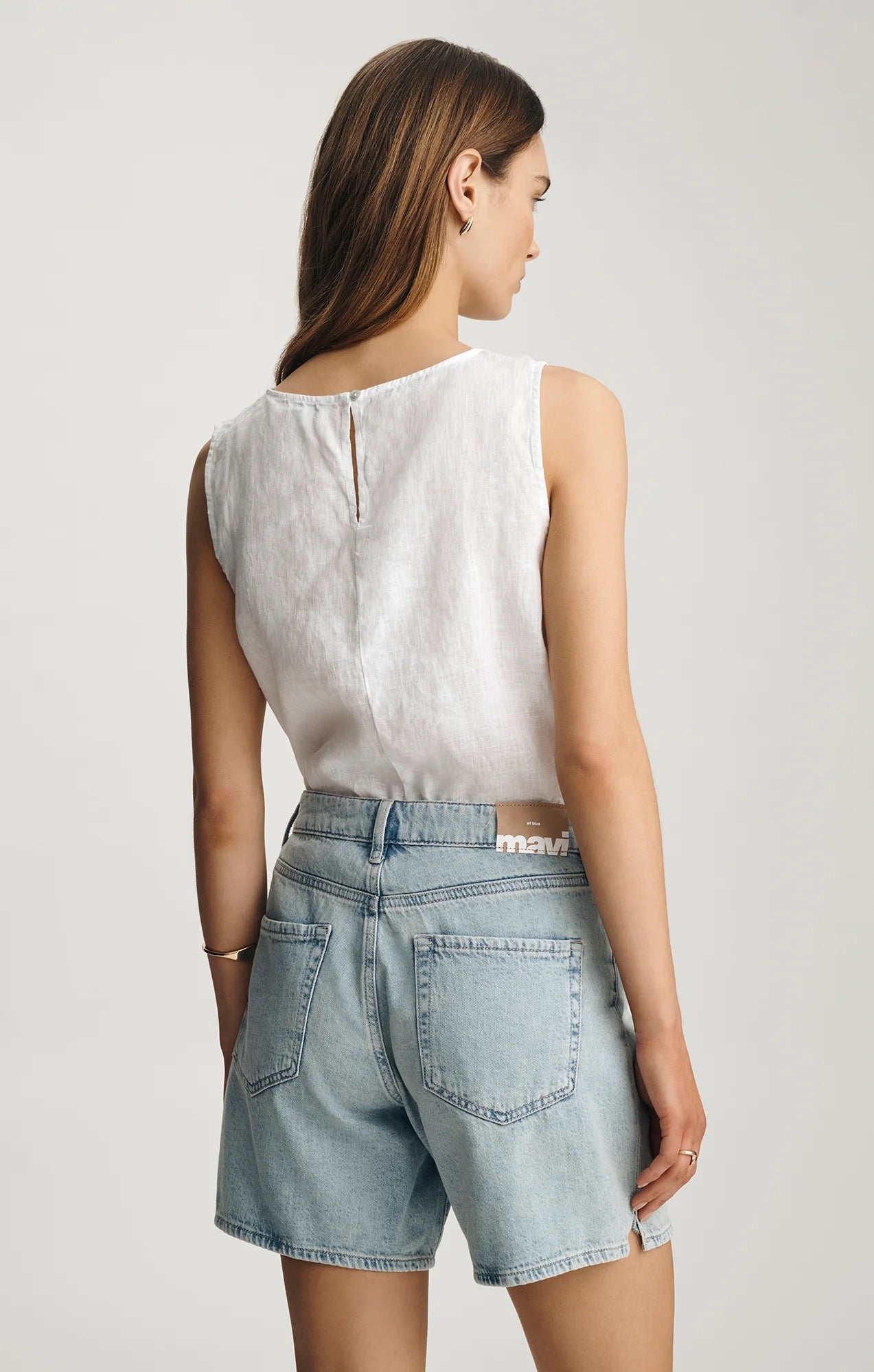 Nella Short - Bleached Linen Denim