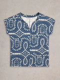 Nelly Notch Tee - Blue Multi