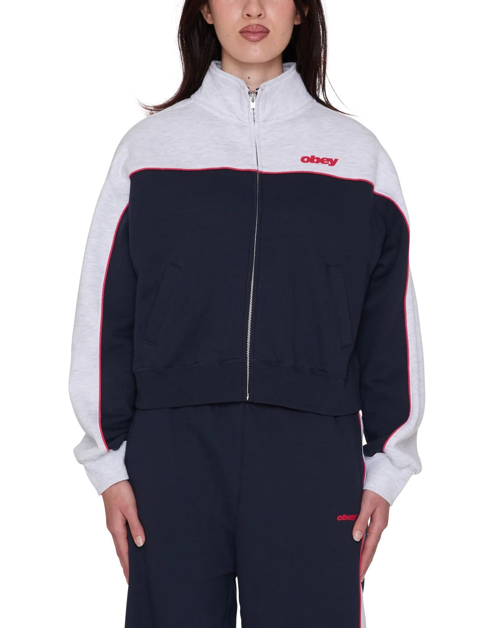 Zeno Mock Neck Zip Up - Dark Navy Multi