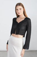 Trumpet Sleeve Cardigan - Black