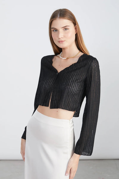 Trumpet Sleeve Cardigan - Black