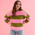 Rhiannon Stripe Jumper - Pink/Green