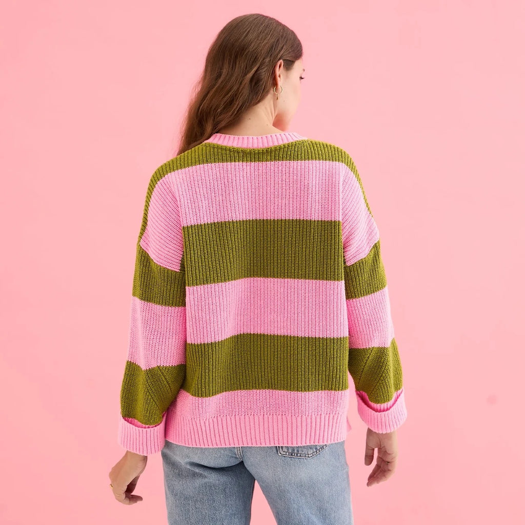 Rhiannon Stripe Jumper - Pink/Green