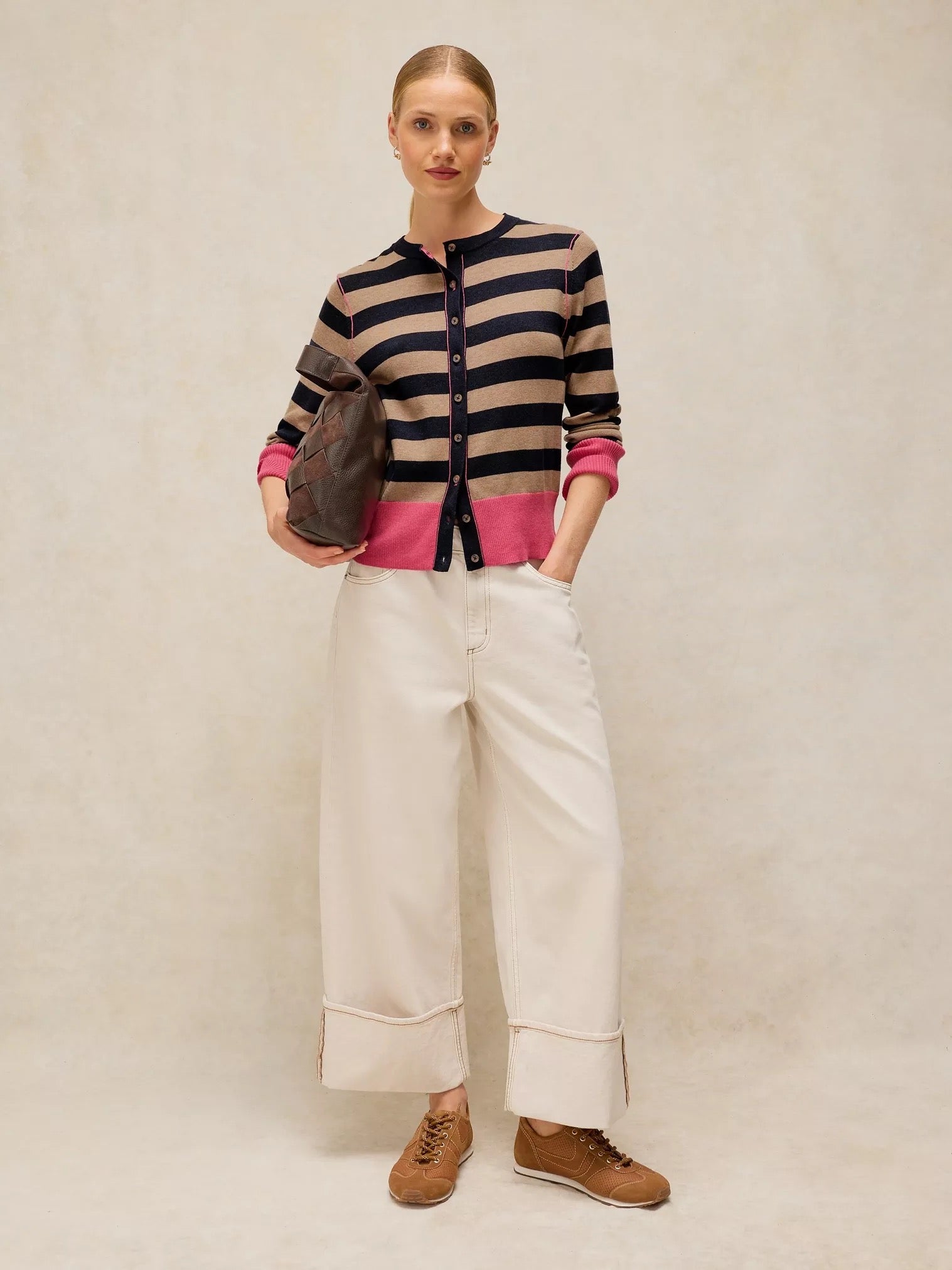 Lois Stripe Cardigan - Navy Multi
