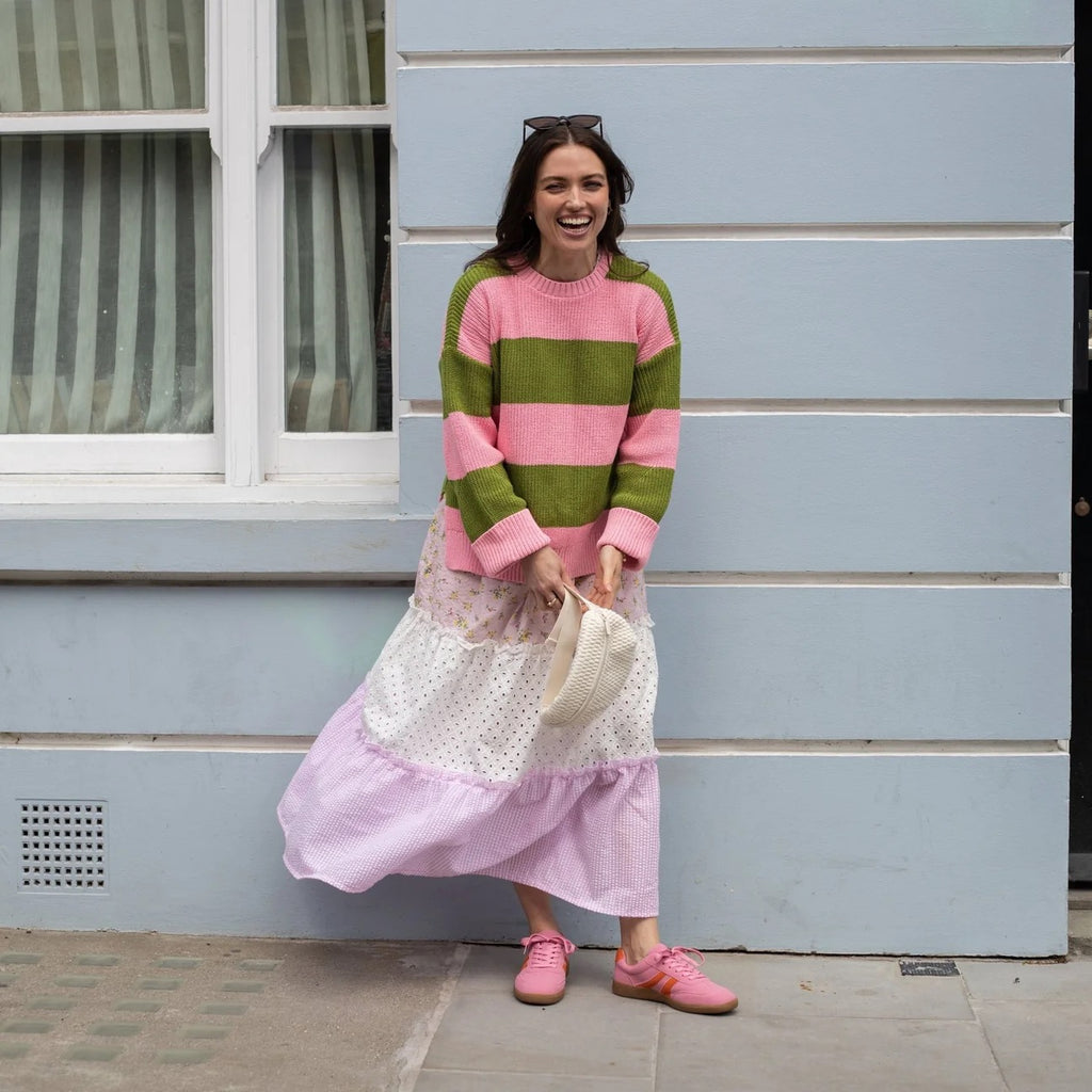 Rhiannon Stripe Jumper - Pink/Green