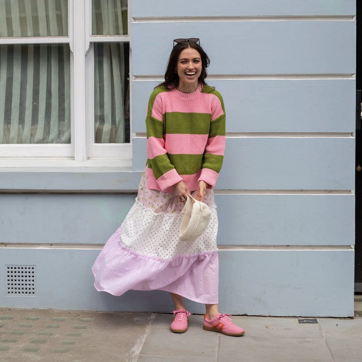Rhiannon Stripe Jumper - Pink/Green