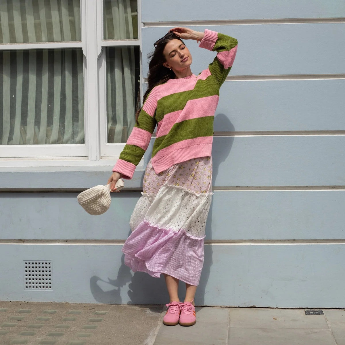Rhiannon Stripe Jumper - Pink/Green
